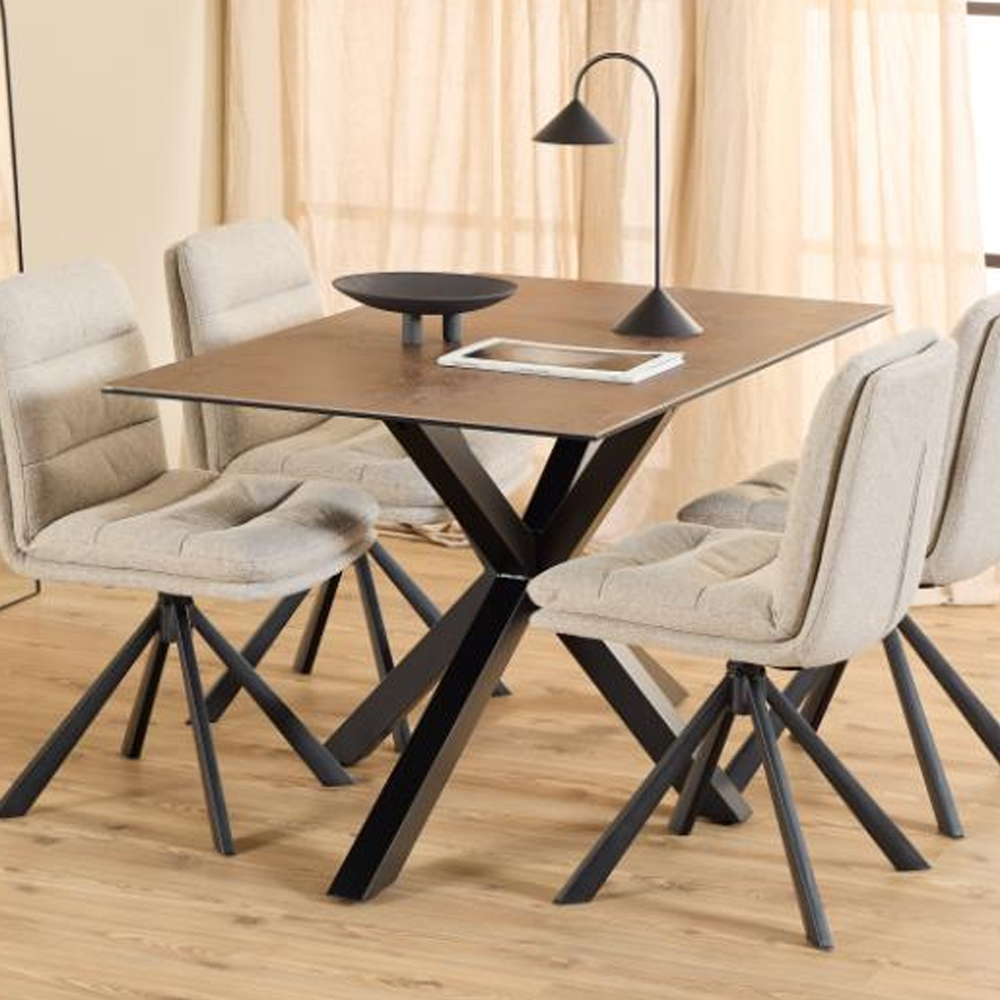 Hyeres Small Ceramic Dining Table In Rusty Brown Lemco