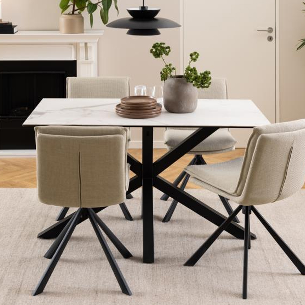Hyeres Small Ceramic Dining Table In White Akranes