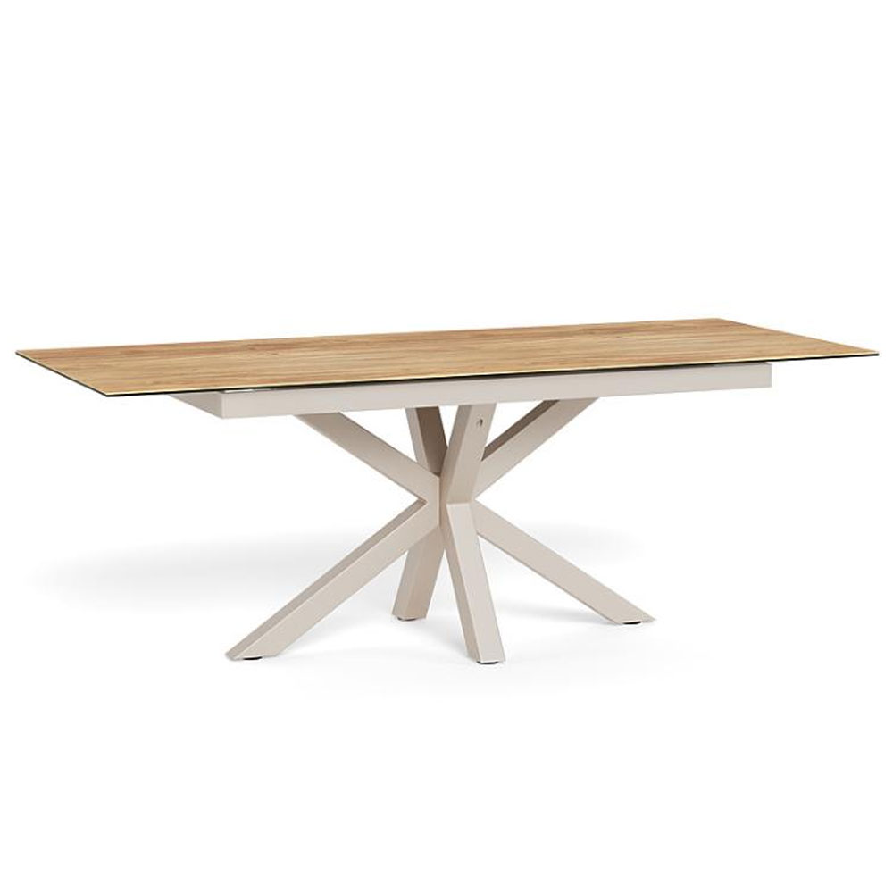 Hyeres Small Wild Oak Ceramic Top Extending Dining Table with Grey Steel Base