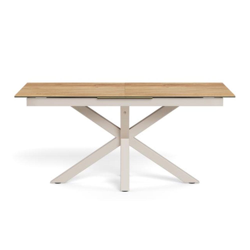 Hyeres Small Wild Oak Ceramic Top Extending Dining Table with Grey Steel Base