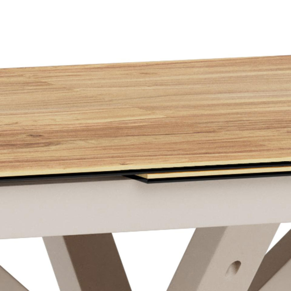 Hyeres Small Wild Oak Ceramic Top Extending Dining Table with Grey Steel Base