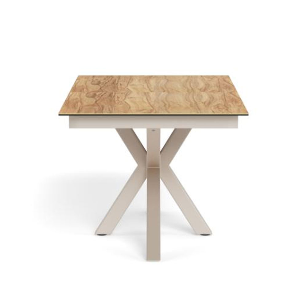 Hyeres Small Wild Oak Ceramic Top Extending Dining Table with Grey Steel Base