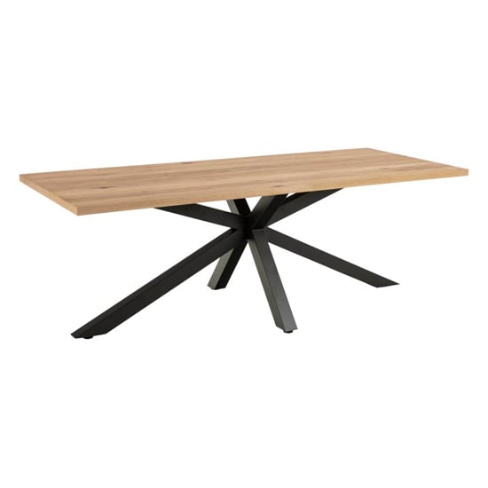 Product photograph of Hyeres Wooden Dining Table In Oak With Matt Black Legs from Furniture in Fashion