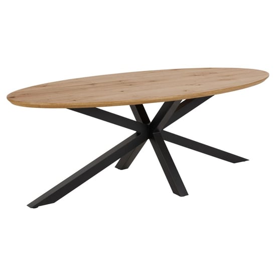 Product photograph of Hyeres Wooden Dining Table Oval In Oak With Matt Black Legs from Furniture in Fashion