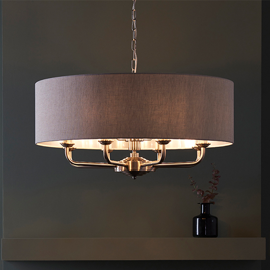 Product photograph of Hyesan Charcoal 8 Lights Ceiling Pendant Light In Brass from Furniture in Fashion