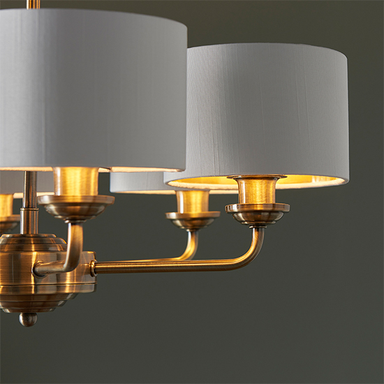 Hyesan White 6 Lights Ceiling Pendant Light In Antique Brass