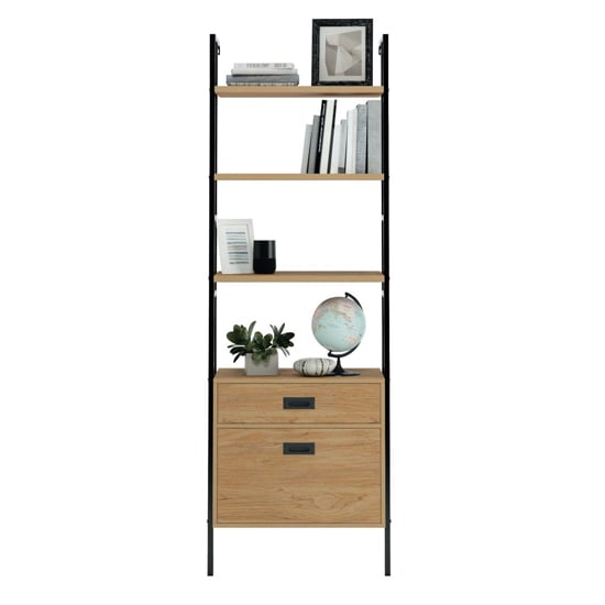 Hythe Wall Mounted Wooden Bookcase With Drawer In Walnut_2