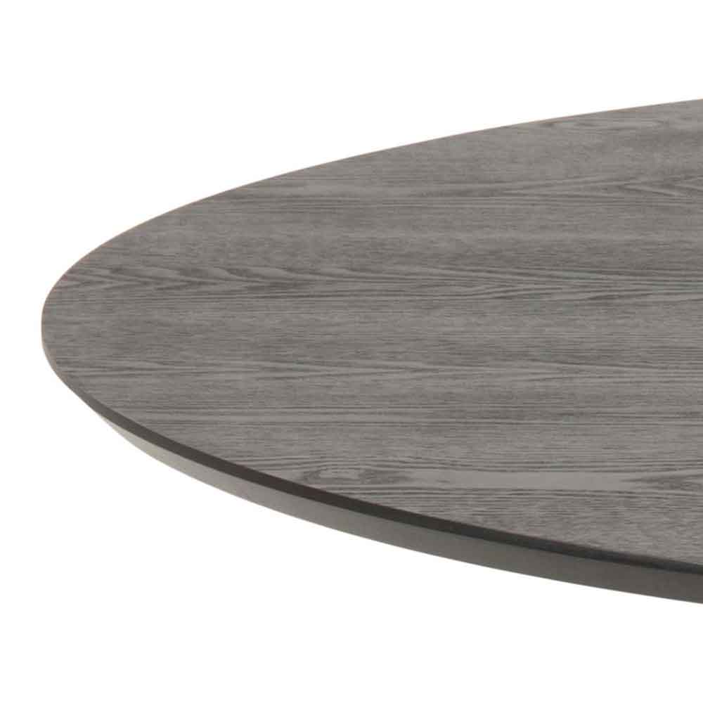 Ibika Large Wooden Round Dining Table With Black Base - Ash Black