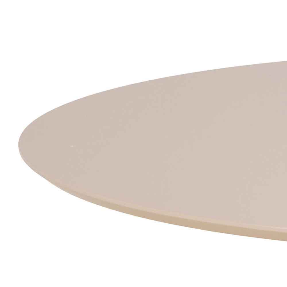Ibika Large Wooden Round Dining Table With Metal Base - Beige