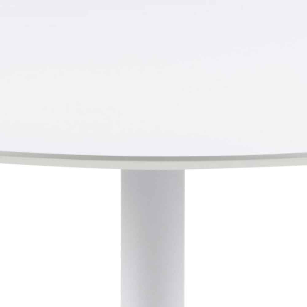 Ibika Large Wooden Round Dining Table With Metal Base - White
