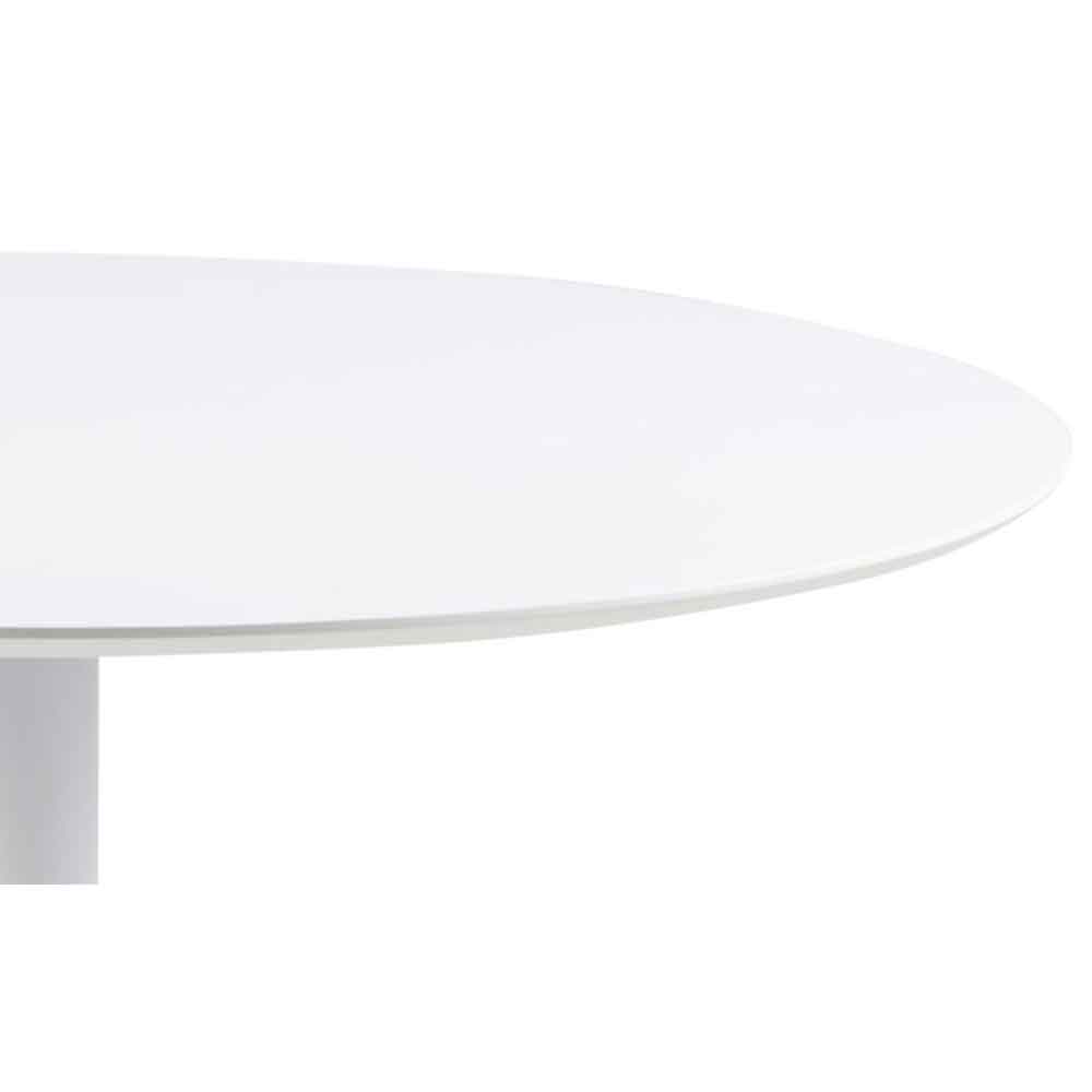 Ibika Large Wooden Round Dining Table With Metal Base - White