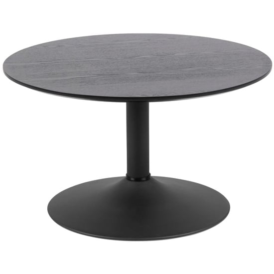 Read more about Ibika round wooden coffee table in ash black with black base