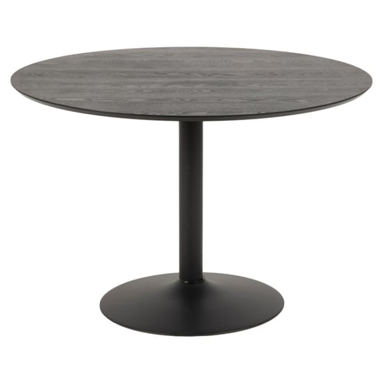 Read more about Ibika round wooden dining table in ash black with black base