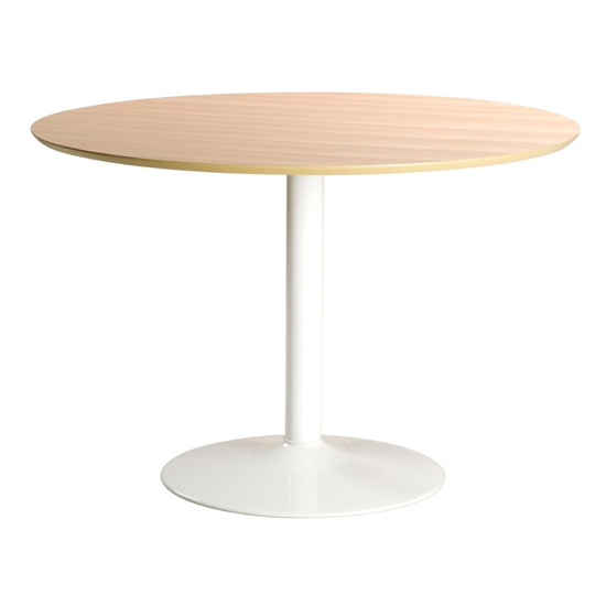 Ibika Round Wooden Dining Table In Oak With White Base