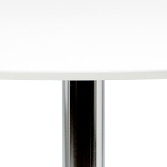 Ibika Round Wooden Dining Table In White With Chrome Base_2