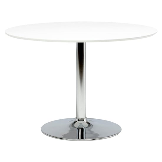 Ibika Round Wooden Dining Table In White With Chrome Base