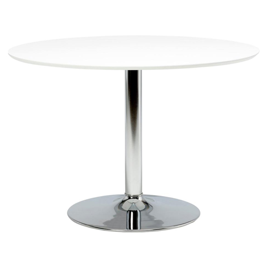 Read more about Ibika round wooden dining table in white with chrome base