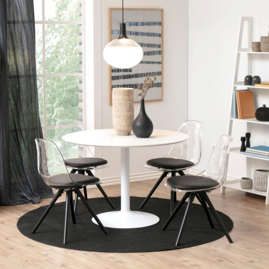 Ibika Round Wooden Dining Table In White With White Base_4