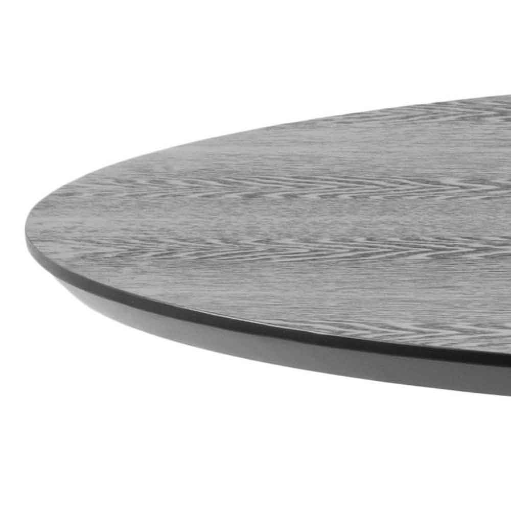 Ibika Small Wooden Round Dining Table With Black Base - Ash Black