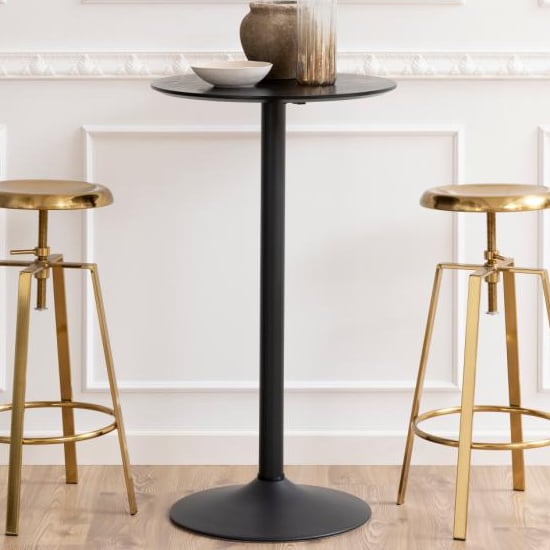 Photo of Ibika wooden bar table with metal base in matt black