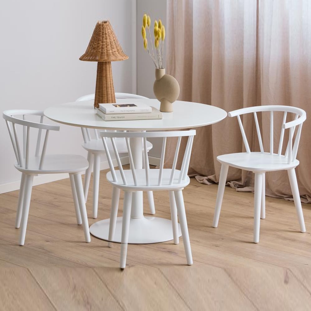 Ibika Wooden Dining Table With 4 Chairs In White