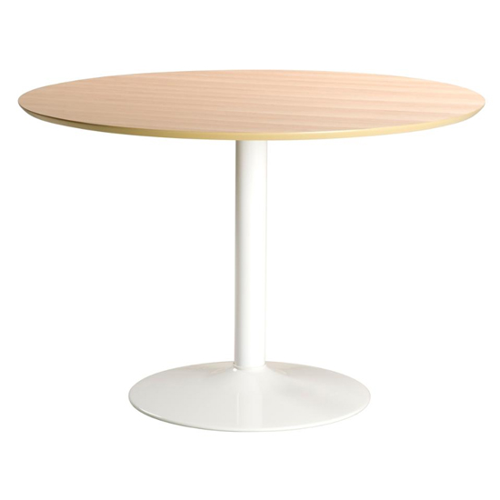 Ibika Wooden Dining Table Round With Metal Base In Oak thumbnail