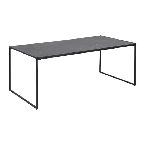 Ibiza Wooden Coffee Table Rectangular In Black Marble Effect