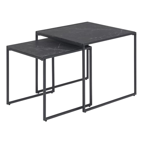 Product photograph of Ibiza Wooden Nest Of 2 Tables In Black Marble Effect from Furniture in Fashion
