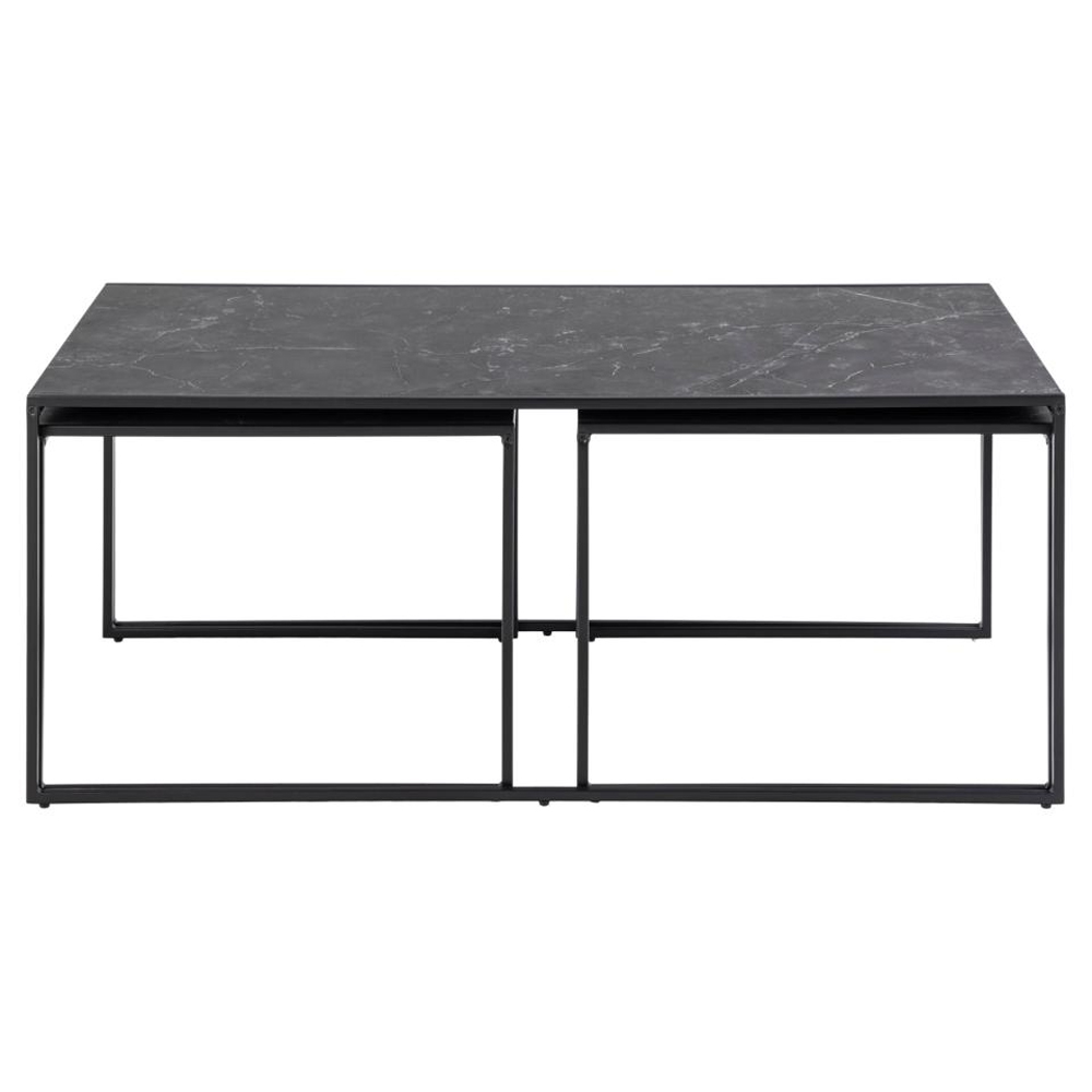 Ibiza Wooden Nesting Coffee Tables In Black Izmir Marble Effect