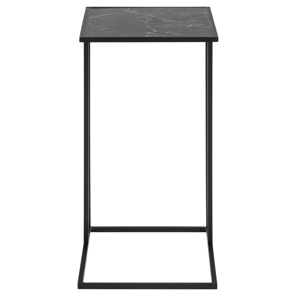 Ibiza Wooden Side Table In Black Izmir Marble Effect