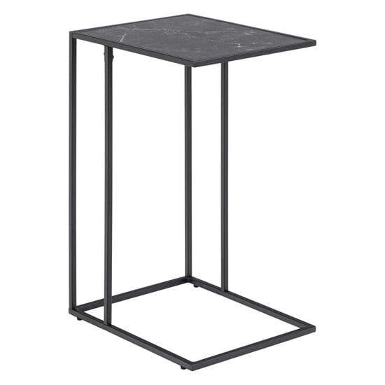 Product photograph of Ibiza Wooden Side Table In Black Marble Effect from Furniture in Fashion