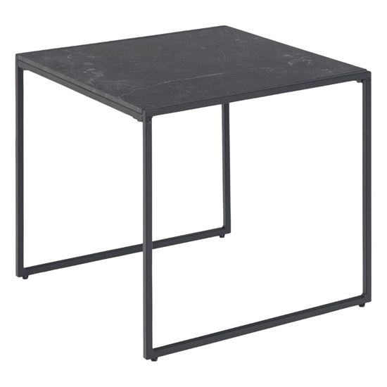 Photo of Ibiza wooden side table square in black marble effect