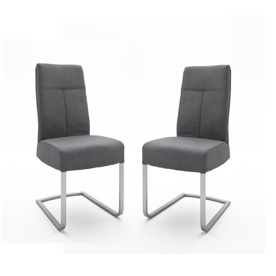 Read more about Ibsen modern dining chair in leather look anthracite in a pair