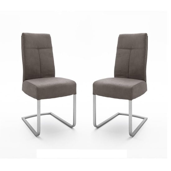 Read more about Ibsen modern dining chair in leather look brown in a pair