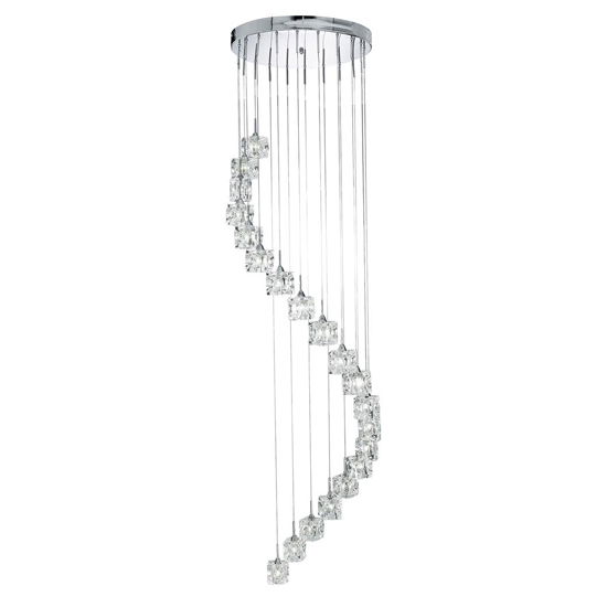 Photo of Ice cube led 20 lights multi drop pendant light in chrome