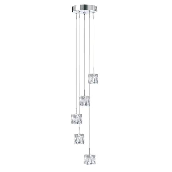 Photo of Ice cube led 5 lights multi drop pendant light in chrome