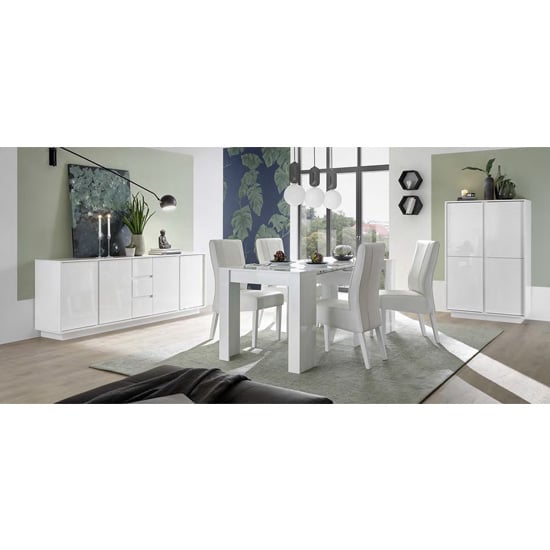 Iconic Wooden Highboard In White High Gloss With 4 Doors_3
