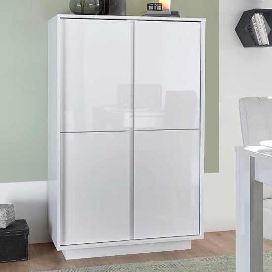 Read more about Iconic wooden highboard in white high gloss with 4 doors