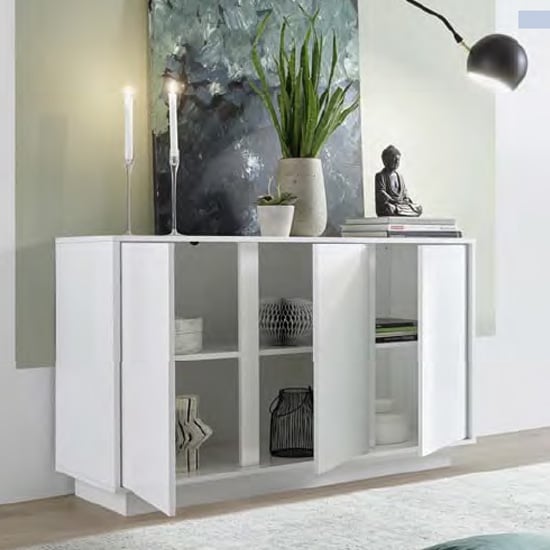 Iconic Wooden Sideboard In White High Gloss With 3 Doors_2