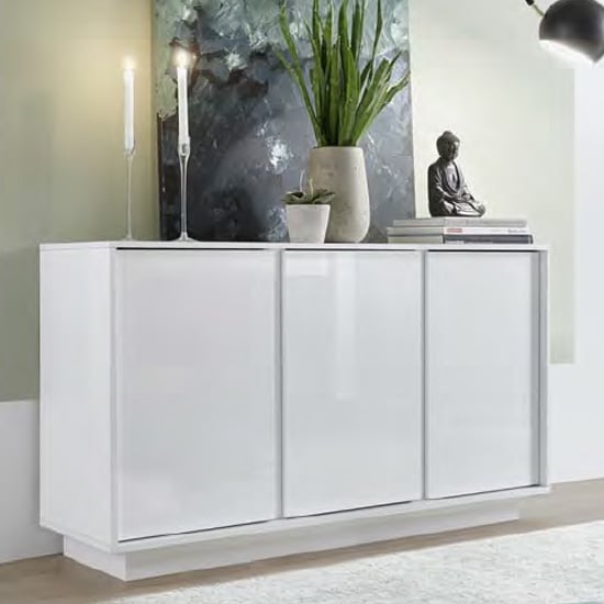 Photo of Iconic wooden sideboard in white high gloss with 3 doors