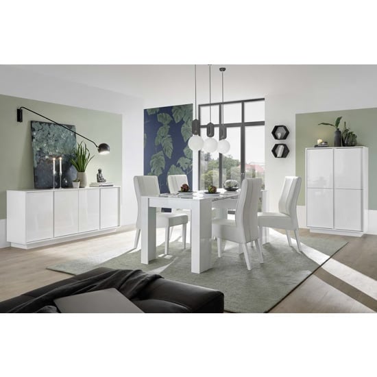 Iconic Wooden Sideboard In White High Gloss With 4 Doors_2