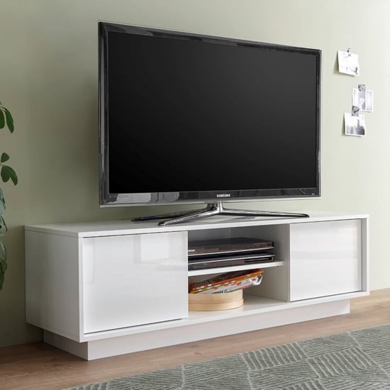 Read more about Iconic wooden tv stand in white high gloss with 2 doors