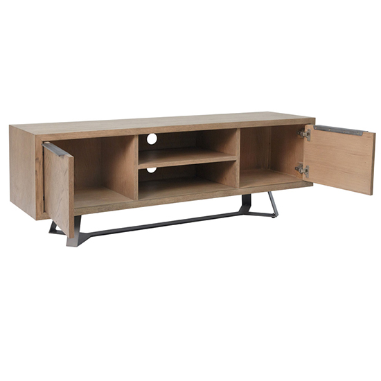 Idaho Wooden 2 Doors And 1 Shelf TV Stand In Aged Grey Oak_2