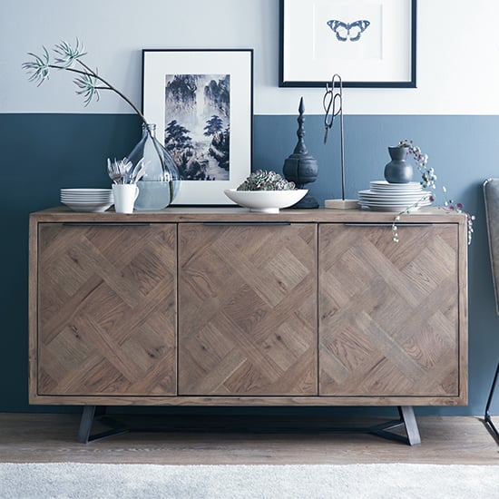 Product photograph of Idaho Wooden 3 Doors Sideboard In Aged Grey Oak from Furniture in Fashion