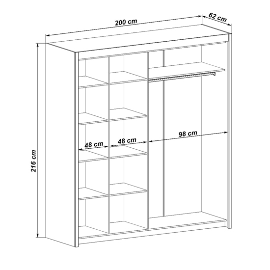 Idaho Wooden Wardrobe With 2 Sliding Doors In Graphite
