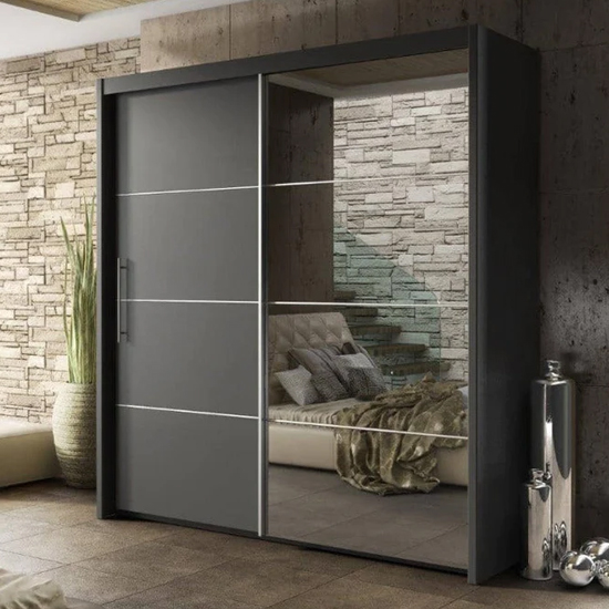 Photo of Idaho wooden wardrobe with 2 sliding doors in graphite