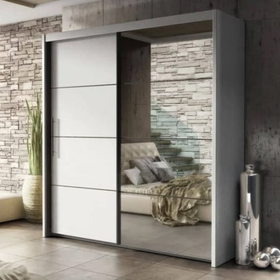Product photograph of Idaho Wooden Wardrobe With 2 Sliding Doors In Matt White from Furniture in Fashion