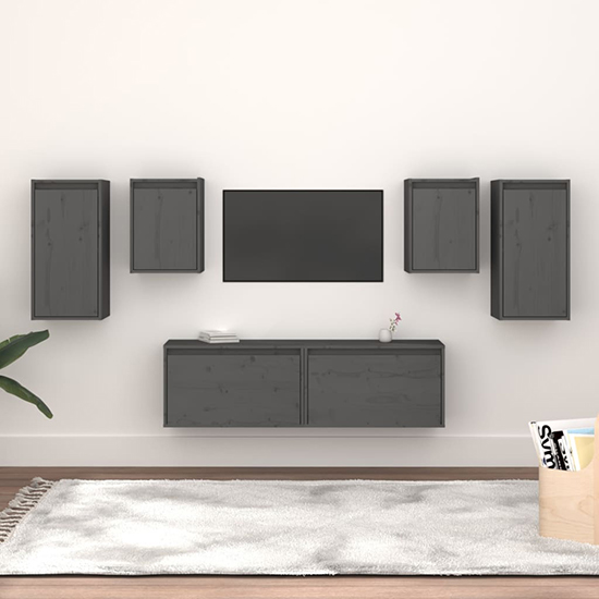 Read more about Idalis solid pinewood entertainment unit in grey