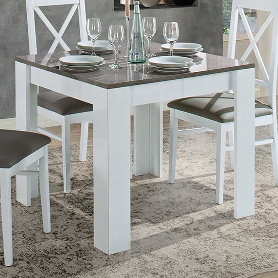 Idea Extending Wooden Dining Table In White And Grey High Gloss_5