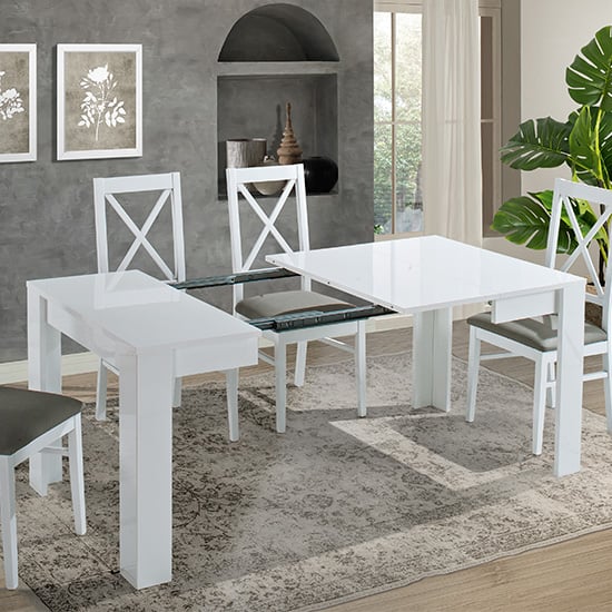 Idea Extending Wooden Dining Table In White High Gloss_2